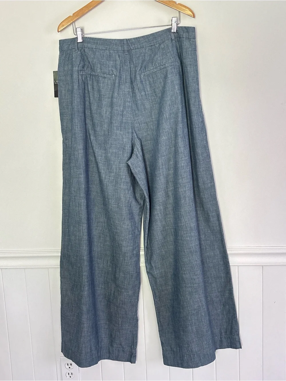 Lauren Ralph Lauren Pleated Chambray Wide Leg Pants Size 16 NEW Classic L64 - Picture 10 of 15